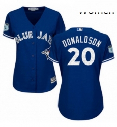 Womens Majestic Toronto Blue Jays 20 Josh Donaldson Authentic Royal Blue 2017 Spring Training Cool Base MLB Jersey