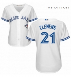 Womens Majestic Toronto Blue Jays 21 Roger Clemens Authentic White Home MLB Jersey
