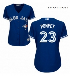 Womens Majestic Toronto Blue Jays 23 Dalton Pompey Authentic Blue Alternate MLB Jersey