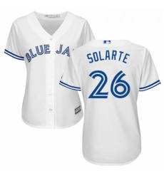 Womens Majestic Toronto Blue Jays 26 Yangervis Solarte Authentic White Home MLB Jersey 