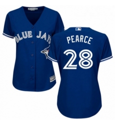 Womens Majestic Toronto Blue Jays 28 Steve Pearce Authentic Blue Alternate MLB Jersey 