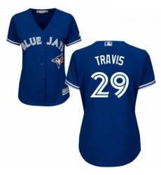 Womens Majestic Toronto Blue Jays 29 Devon Travis Replica Blue Alternate MLB Jersey