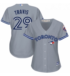 Womens Majestic Toronto Blue Jays 29 Devon Travis Replica Grey Road MLB Jersey