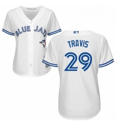 Womens Majestic Toronto Blue Jays 29 Devon Travis Replica White Home MLB Jersey