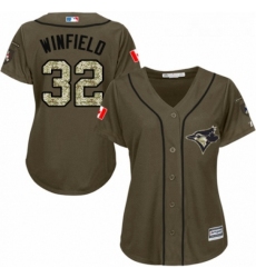Womens Majestic Toronto Blue Jays 32 Dave Winfield Authentic Green Salute to Service MLB Jersey 
