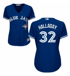 Womens Majestic Toronto Blue Jays 32 Roy Halladay Authentic Blue Alternate MLB Jersey