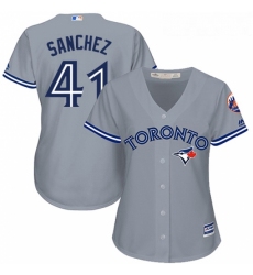 Womens Majestic Toronto Blue Jays 41 Aaron Sanchez Replica Grey Road MLB Jersey