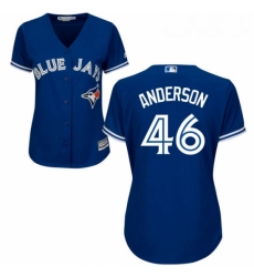 Womens Majestic Toronto Blue Jays 46 Brett Anderson Replica Blue Alternate MLB Jersey 