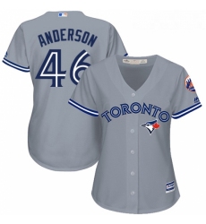 Womens Majestic Toronto Blue Jays 46 Brett Anderson Replica Grey Road MLB Jersey 