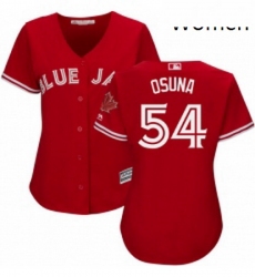 Womens Majestic Toronto Blue Jays 54 Roberto Osuna Authentic Scarlet Alternate MLB Jersey