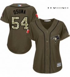 Womens Majestic Toronto Blue Jays 54 Roberto Osuna Replica Green Salute to Service MLB Jersey