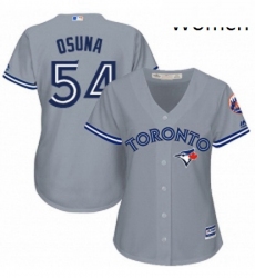 Womens Majestic Toronto Blue Jays 54 Roberto Osuna Replica Grey Road MLB Jersey