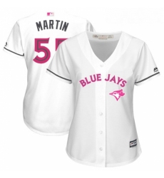 Womens Majestic Toronto Blue Jays 55 Russell Martin Replica White Mothers Day Cool Base MLB Jersey
