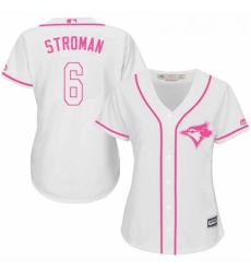 Womens Majestic Toronto Blue Jays 6 Marcus Stroman Replica White Fashion Cool Base MLB Jersey