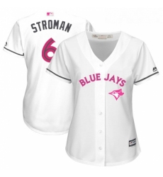 Womens Majestic Toronto Blue Jays 6 Marcus Stroman Replica White Mothers Day Cool Base MLB Jersey