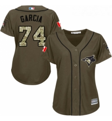 Womens Majestic Toronto Blue Jays 74 Jaime Garcia Authentic Green Salute to Service MLB Jersey 