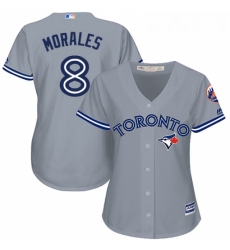 Womens Majestic Toronto Blue Jays 8 Kendrys Morales Authentic Grey Road MLB Jersey