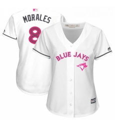 Womens Majestic Toronto Blue Jays 8 Kendrys Morales Authentic White Mothers Day Cool Base MLB Jersey