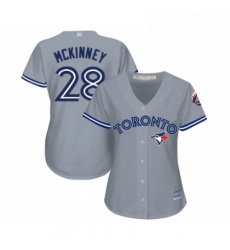 Womens Toronto Blue Jays 28 Billy McKinney Replica Grey Road Baseball Jersey 