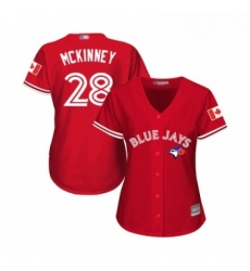 Womens Toronto Blue Jays 28 Billy McKinney Replica Scarlet Alternate Baseball Jersey 