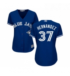 Womens Toronto Blue Jays 37 Teoscar Hernandez Replica Blue Alternate Baseball Jersey 