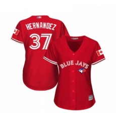 Womens Toronto Blue Jays 37 Teoscar Hernandez Replica Scarlet Alternate Baseball Jersey 