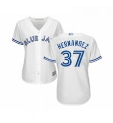 Womens Toronto Blue Jays 37 Teoscar Hernandez Replica White Home Baseball Jersey 