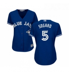Womens Toronto Blue Jays 5 Eric Sogard Replica Blue Alternate Baseball Jersey 
