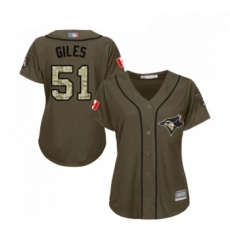 Womens Toronto Blue Jays 51 Ken Giles Authentic Green Salute to Service Baseball Jersey 