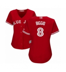 Women's Toronto Blue Jays #8 Cavan Biggio Authentic Scarlet Alternate Baseball Player Jersey