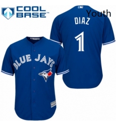 Youth Majestic Toronto Blue Jays 1 Aledmys Diaz Authentic Blue Alternate MLB Jersey 