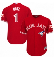 Youth Majestic Toronto Blue Jays 1 Aledmys Diaz Authentic Scarlet Alternate MLB Jersey 