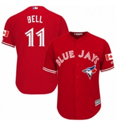 Youth Majestic Toronto Blue Jays 11 George Bell Replica Scarlet Alternate MLB Jersey 