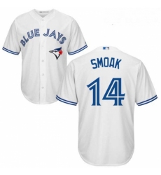 Youth Majestic Toronto Blue Jays 14 Justin Smoak Replica White Home MLB Jersey