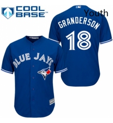 Youth Majestic Toronto Blue Jays 18 Curtis Granderson Replica Blue Alternate MLB Jersey 