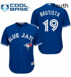 Youth Majestic Toronto Blue Jays 19 Jose Bautista Authentic Blue Alternate MLB Jersey