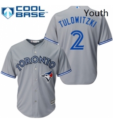 Youth Majestic Toronto Blue Jays 2 Troy Tulowitzki Replica Grey Road MLB Jersey