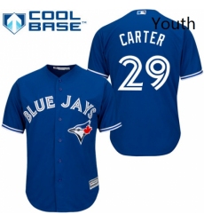 Youth Majestic Toronto Blue Jays 29 Joe Carter Replica Blue Alternate MLB Jersey