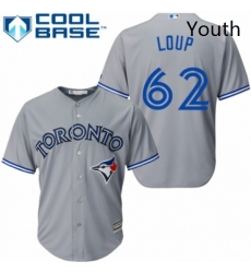 Youth Majestic Toronto Blue Jays 62 Aaron Loup Replica Grey Road MLB Jersey 