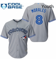 Youth Majestic Toronto Blue Jays 8 Kendrys Morales Authentic Grey Road MLB Jersey