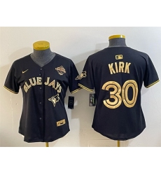 Youth Toronto Blue Jays 30 Alejandro Kirk Black Gold 2025 American League Champions Limited Stitched Baseball Jersey