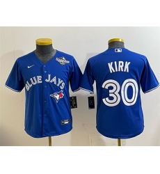 Youth Toronto Blue Jays 30 Alejandro Kirk Royal 2025 World Series Cool Base Stitched Baseball Jersey