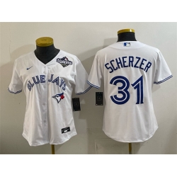 Youth Toronto Blue Jays 31 Max Scherzer White 2025 World Series Cool Base Stitched Baseball Jersey
