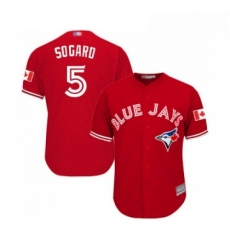 Youth Toronto Blue Jays 5 Eric Sogard Replica Scarlet Alternate Baseball Jersey 