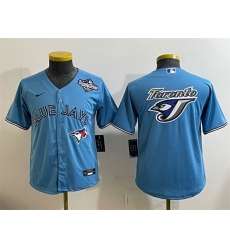 Youth Toronto Blue Jays Team Big Logo Blue 2025 World Series Cool Base Stitched Baseball Jersey