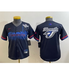 Youth Toronto Blue Jays Team Big Logo Navy 2025 World Series City Connect Limited Stitched Baseball Jersey