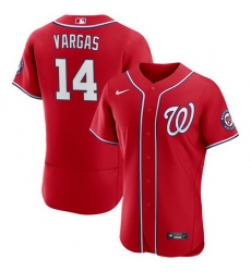 Men Washington Nationals 14 Ildemaro Vargas Red Flex Base Stitched MLB Jersey