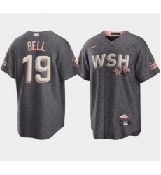 Men Washington Nationals 19 Josh Bell 2022 Grey City Connect Cherry Blossom Cool Base Stitched jersey