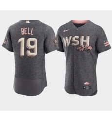 Men Washington Nationals 19 Josh Bell 2022 Grey City Connect Cherry Blossom Flex Base Stitched MLB jersey