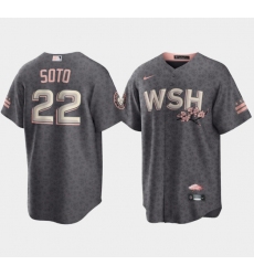 Men Washington Nationals 22 Juan Soto 2022 Grey City Connect Cherry Blossom Cool Base Stitched jersey